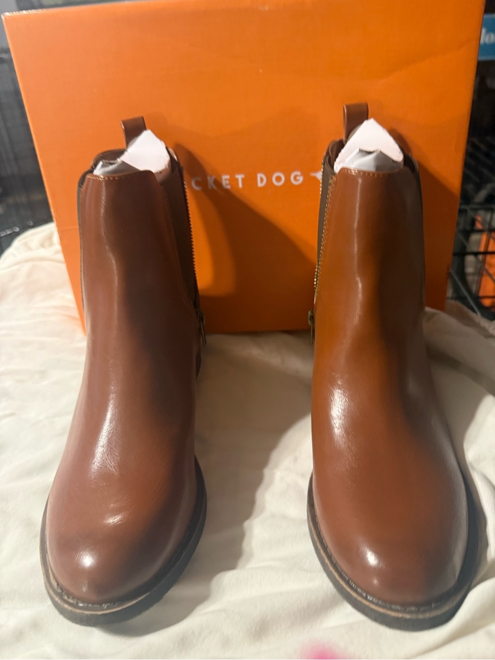 Rocket Dog Women Brown Leather Camilla  Bromely Boots with Side Zip size 8.5